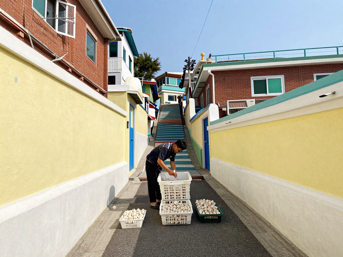 Sorting Garlic in Busan in in Busan, South Korea
