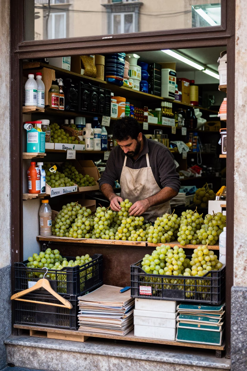 Sorting Grapes in Naples in in Naples, Italy