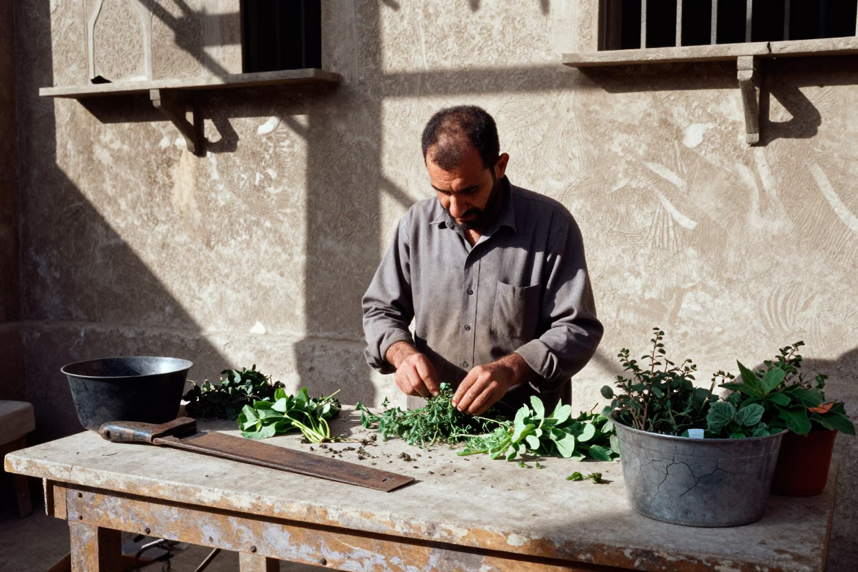 Sorting Herbs in Cairo in in Cairo, Egypt