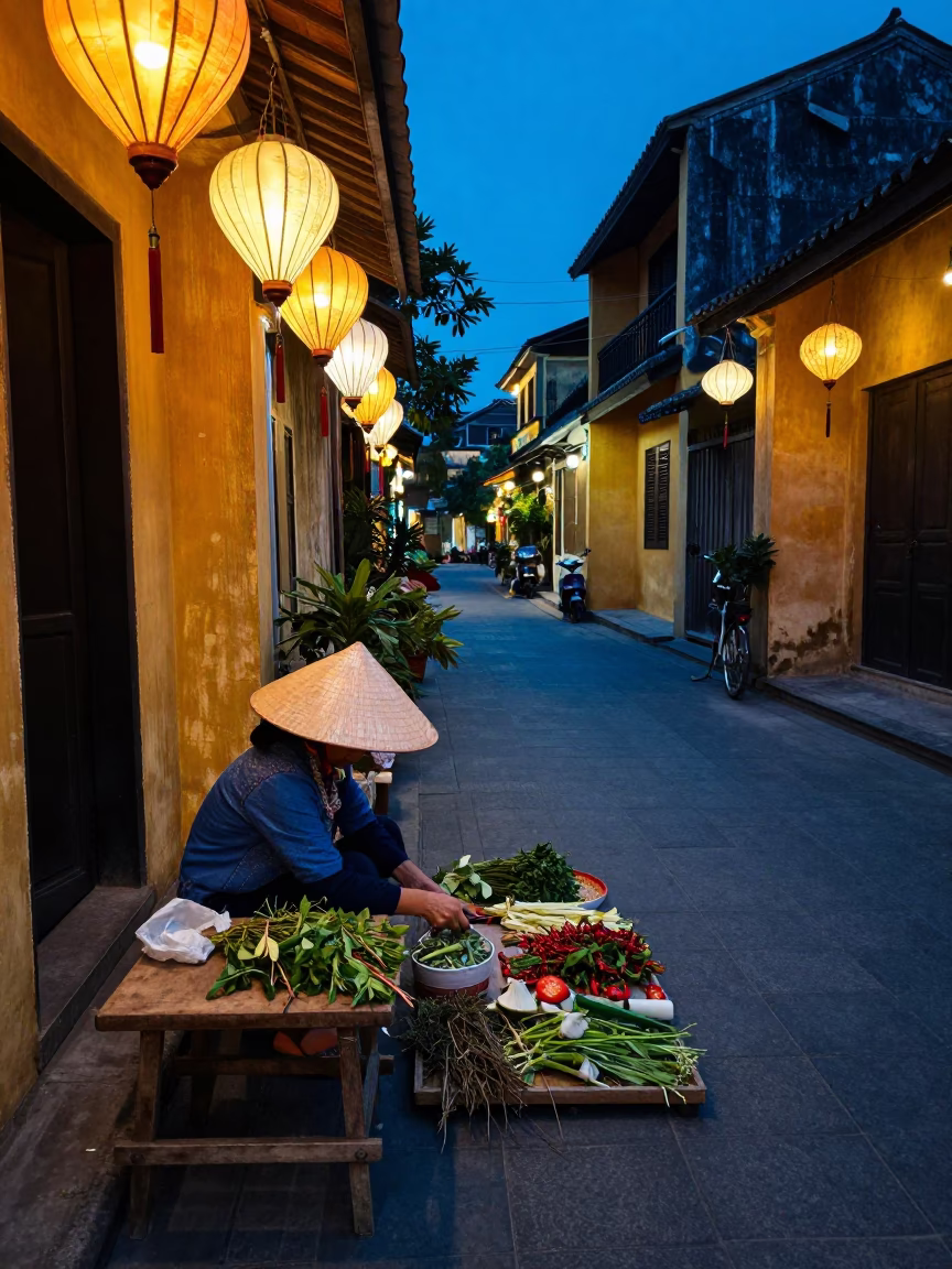 Sorting Herbs in Hoi An in in Hoi An, Vietnam