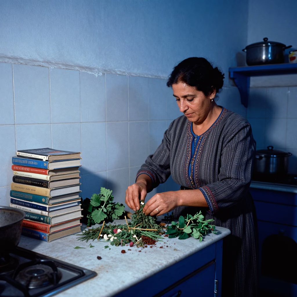 Sorting Herbs in Tunis in in Tunis, Tunisia
