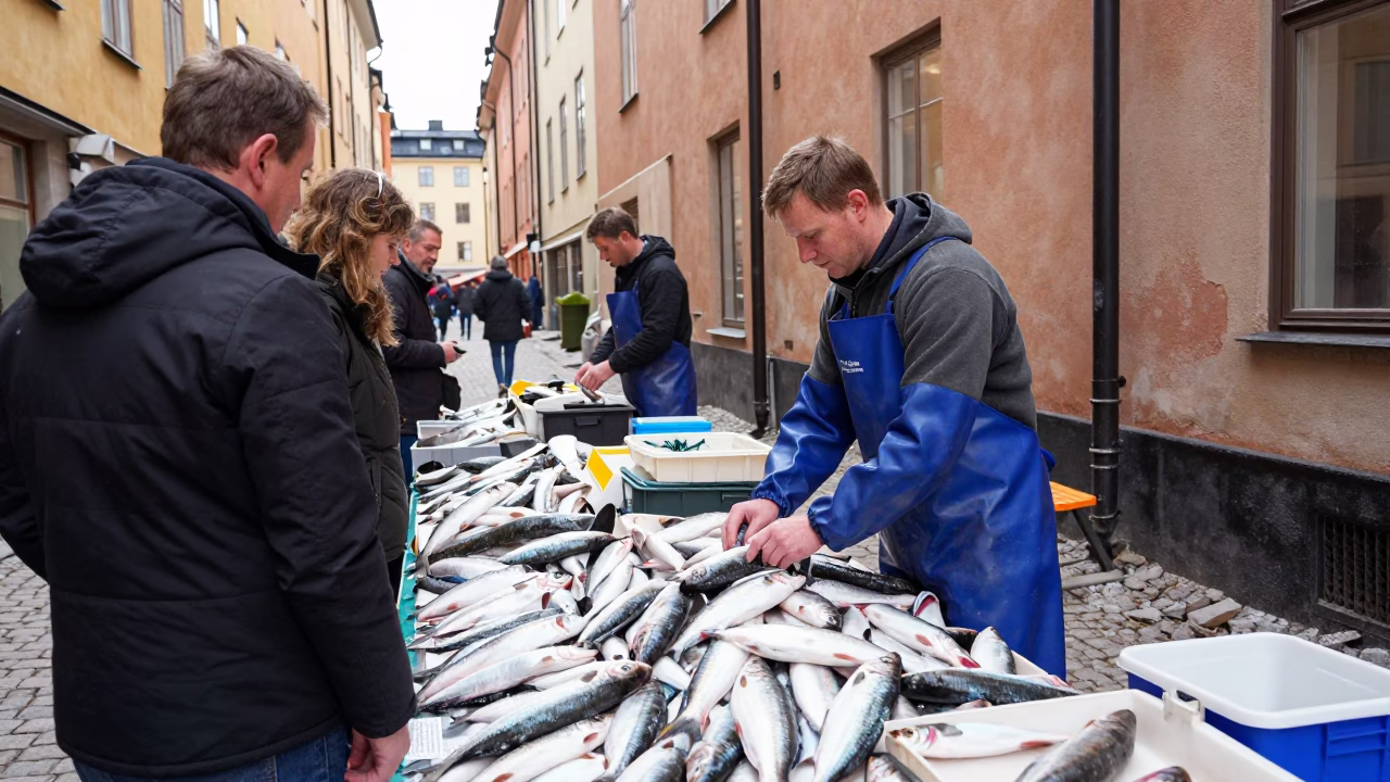 Sorting Herring in Stockholm in in Stockholm, Sweden