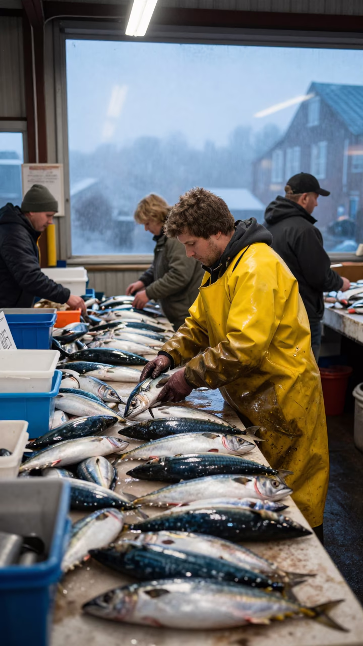 Sorting Mackerel in Halifax in in Halifax, Nova Scotia, Canada