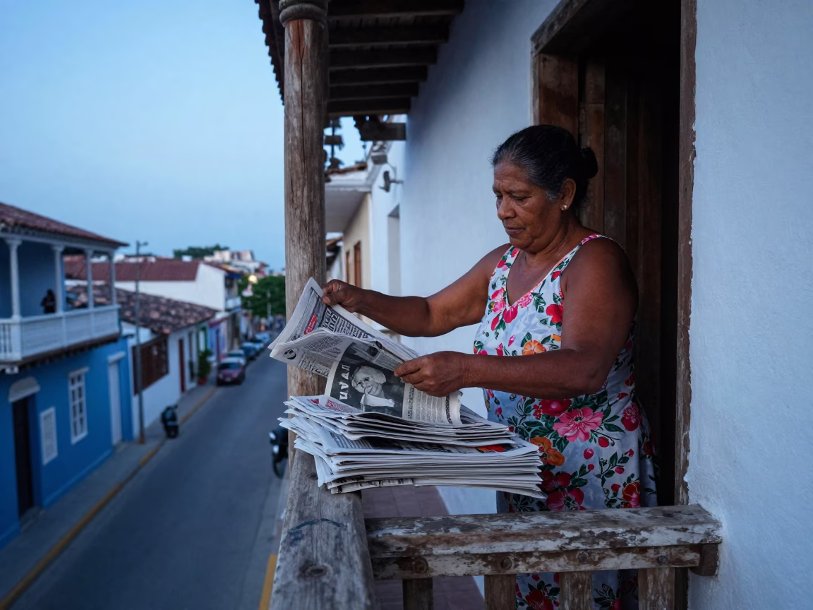 Sorting Newspapers in Cartagena in in Cartagena, Colombia