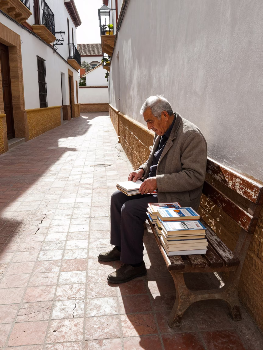 Sorting Paperbacks in Granada in in Granada, Spain