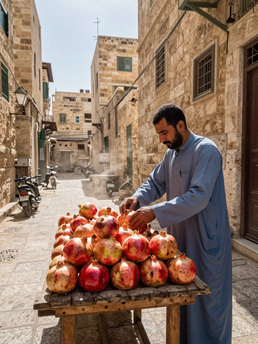 Sorting Pomegranates in Amman in in Amman, Jordan
