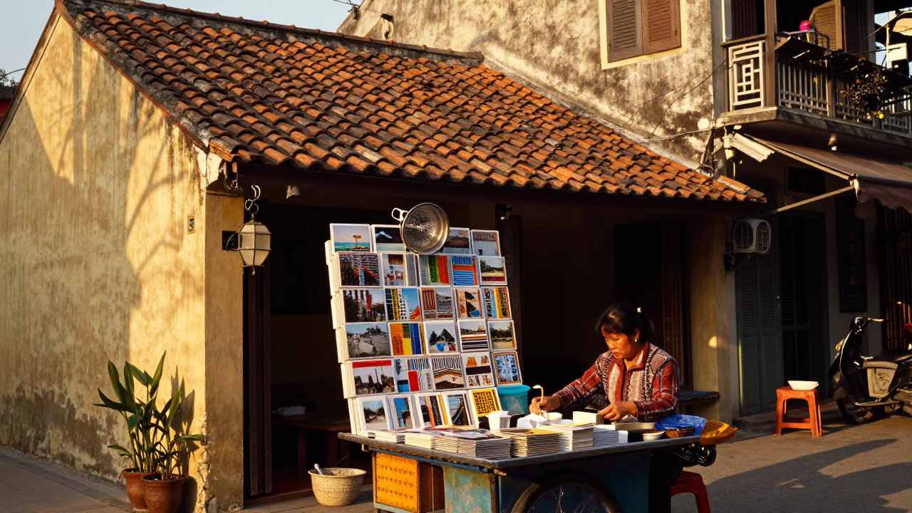 Sorting Postcards in Hanoi in in Hanoi, Vietnam