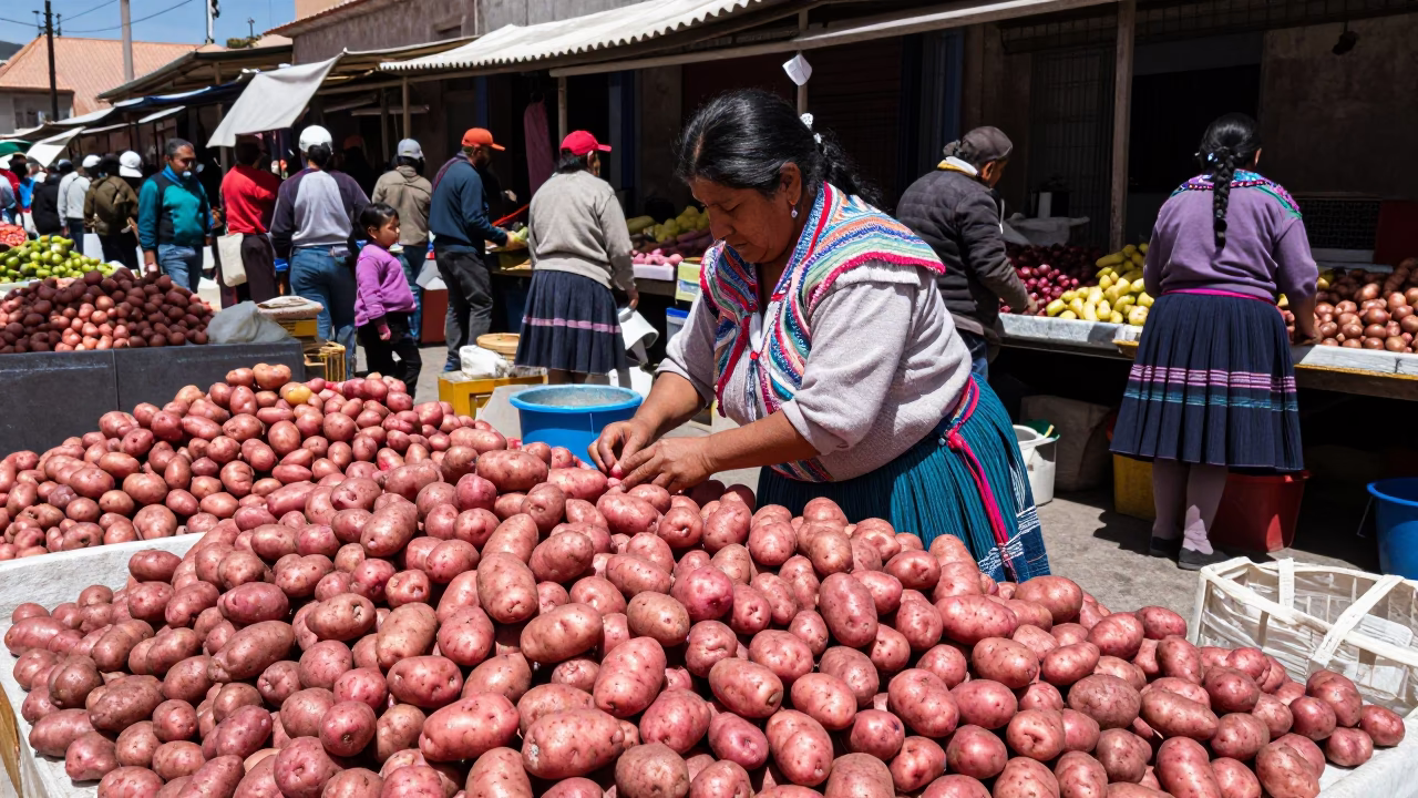 Sorting Potatoes in La Paz in in La Paz, Bolivia