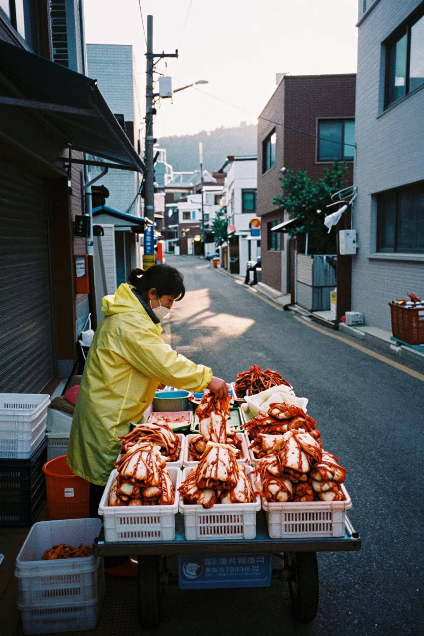 Sorting Produce in Busan in in Busan, South Korea