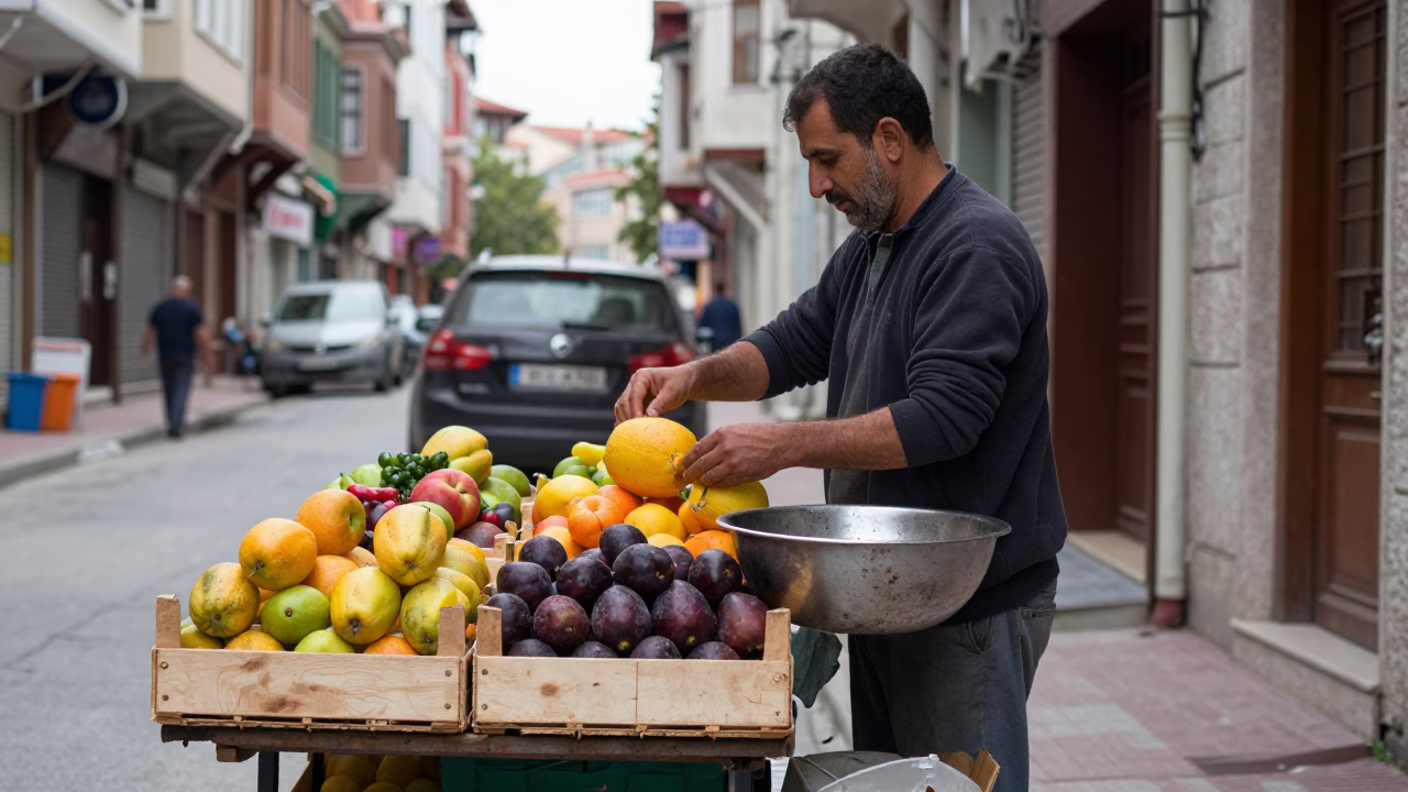 Sorting Produce in Istanbul in in Istanbul, Turkey
