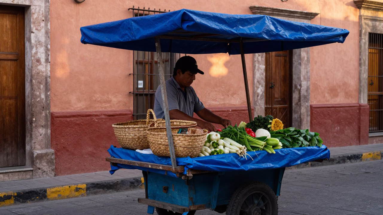 Sorting Produce in Oaxaca in in Oaxaca, Mexico