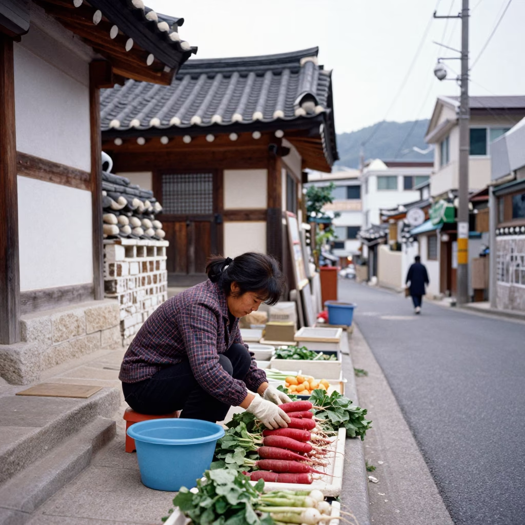 Sorting Radishes in Busan in in Busan, South Korea