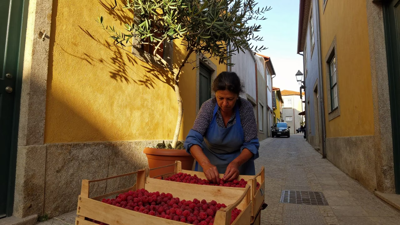 Sorting Raspberries in Porto in in Porto, Portugal