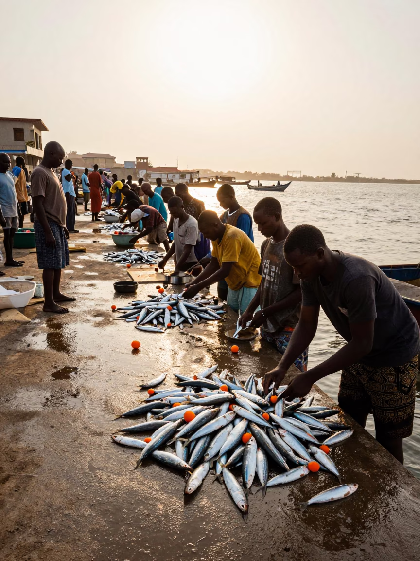 Sorting Sardines in Dakar in in Dakar, Senegal