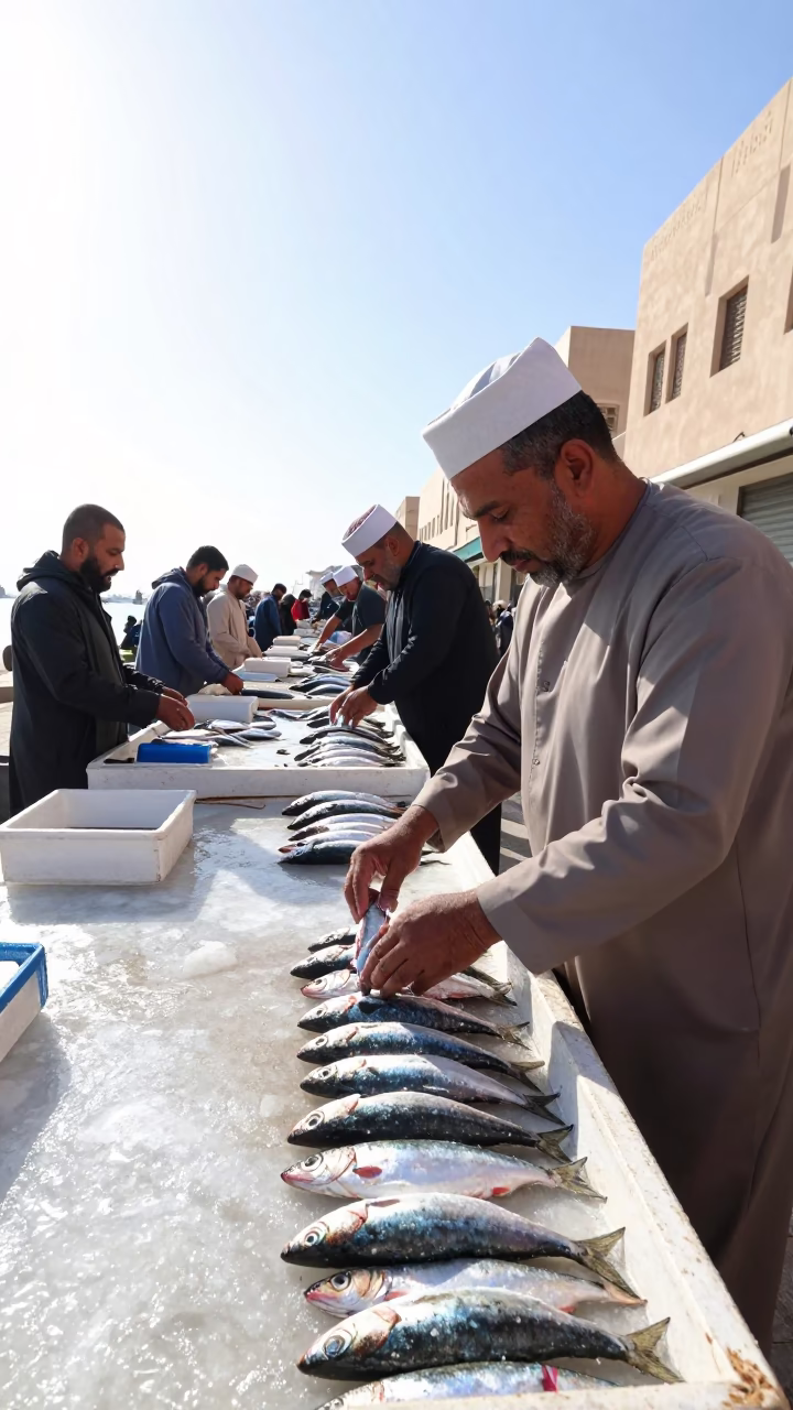 Sorting Sardines in Muscat in in Muscat, Oman
