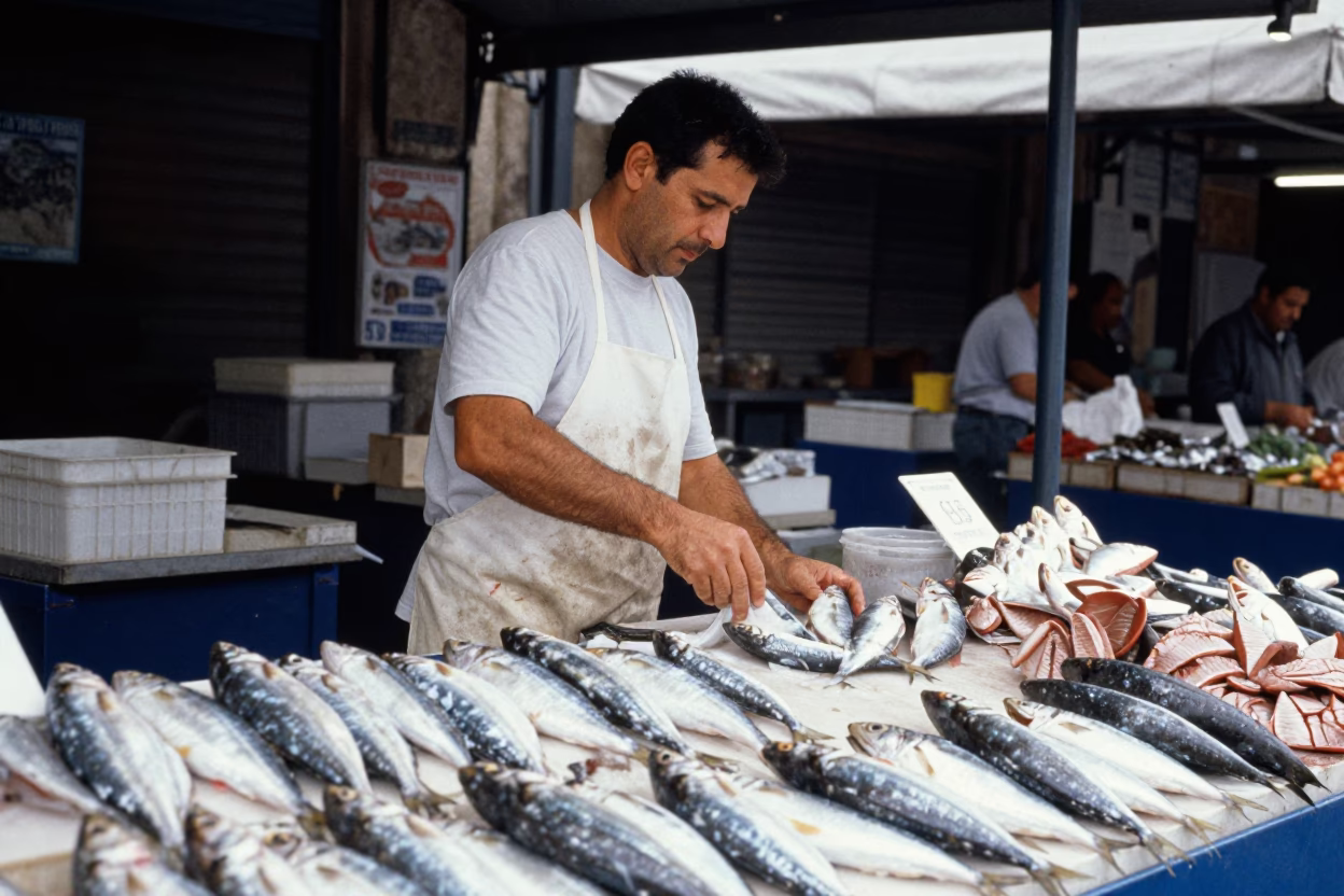 Sorting Sardines in Palermo in in Palermo, Italy