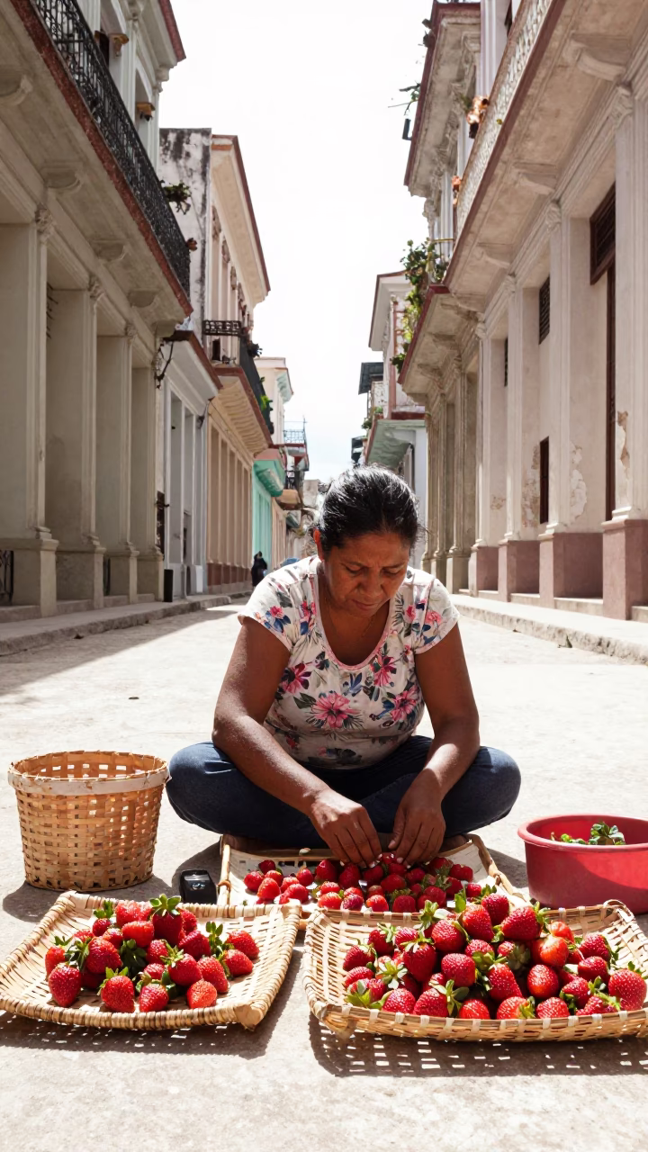 Sorting Strawberries in Havana in in Havana, Cuba