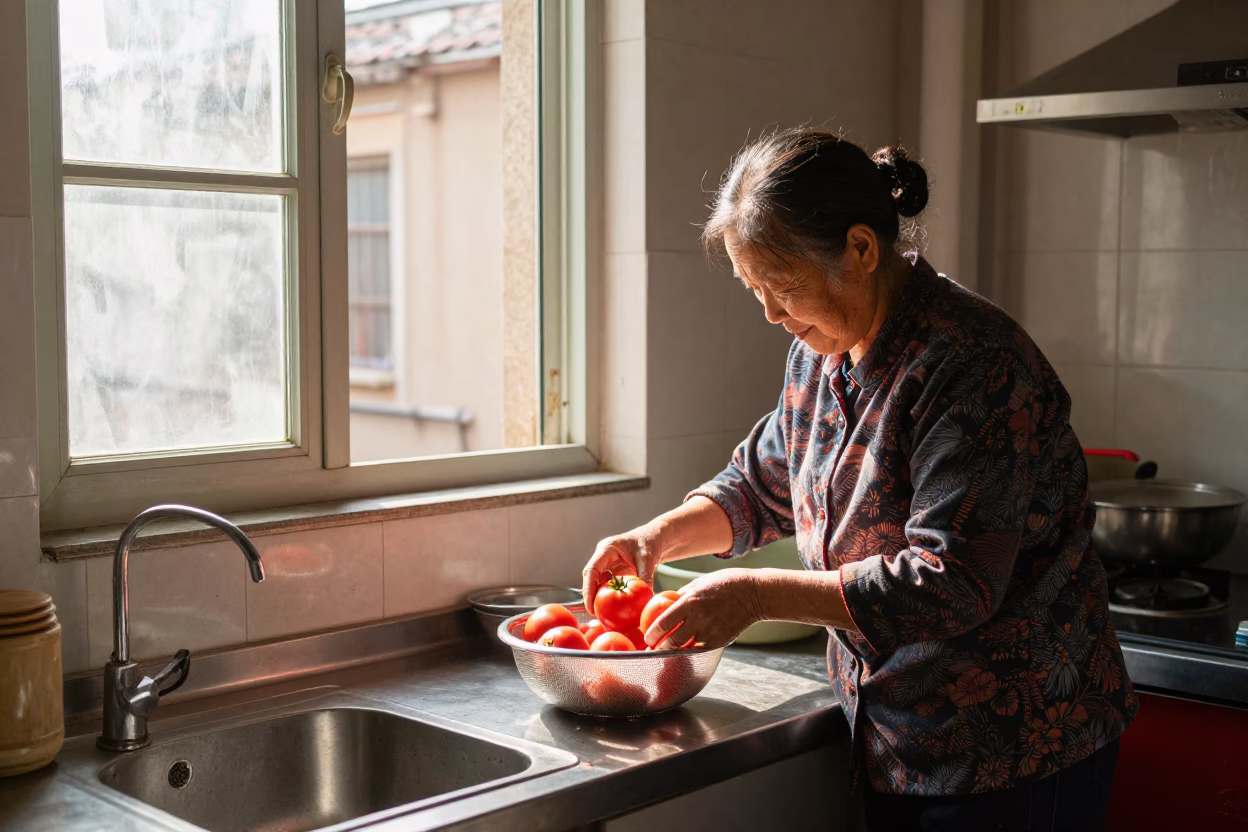 Sorting Tomatoes in Shanghai in in Shanghai, China