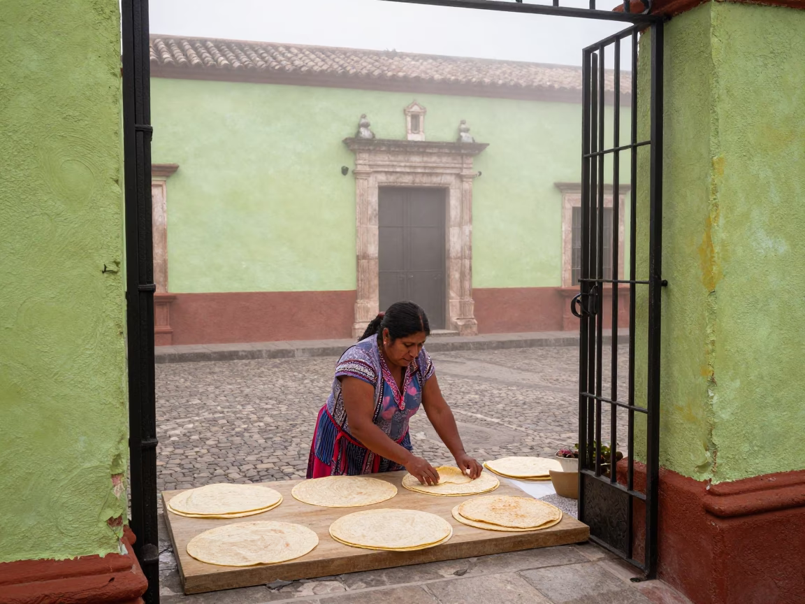 Sorting Tortillas in Oaxaca in in Oaxaca, Mexico