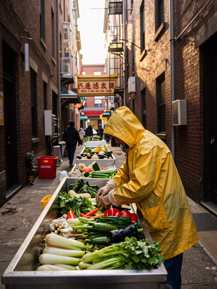 Sorting Vegetables in Boston in in Boston, Massachusetts, United States