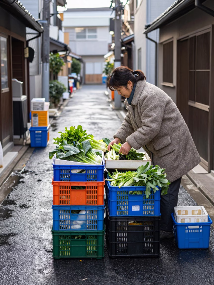 Sorting Vegetables in Fukuoka in in Fukuoka, Japan
