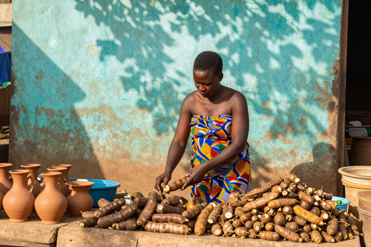 Sorting Yams in Accra in in Accra, Ghana