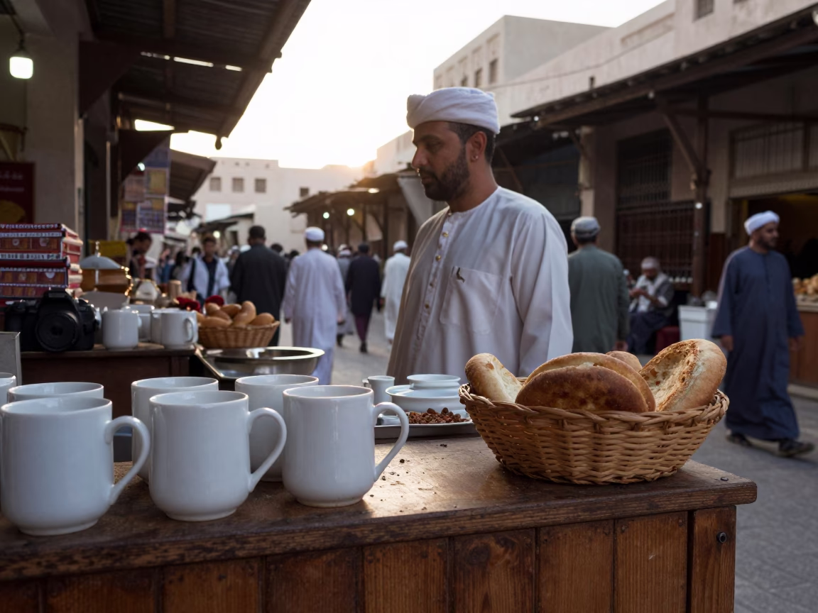 Souk Scene in Muscat at As First Light Reaches The Scene in in Muscat, Oman