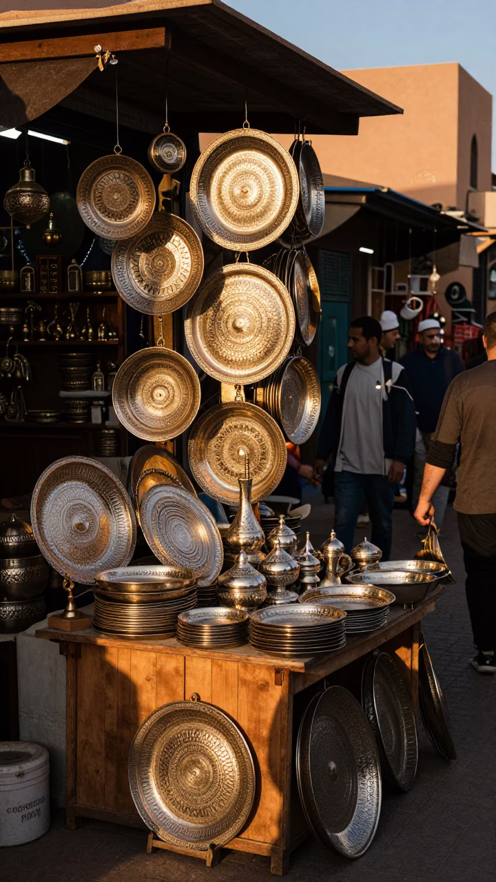 Souk Stall in Marrakech at The Late Afternoon Light in in Marrakech, Morocco