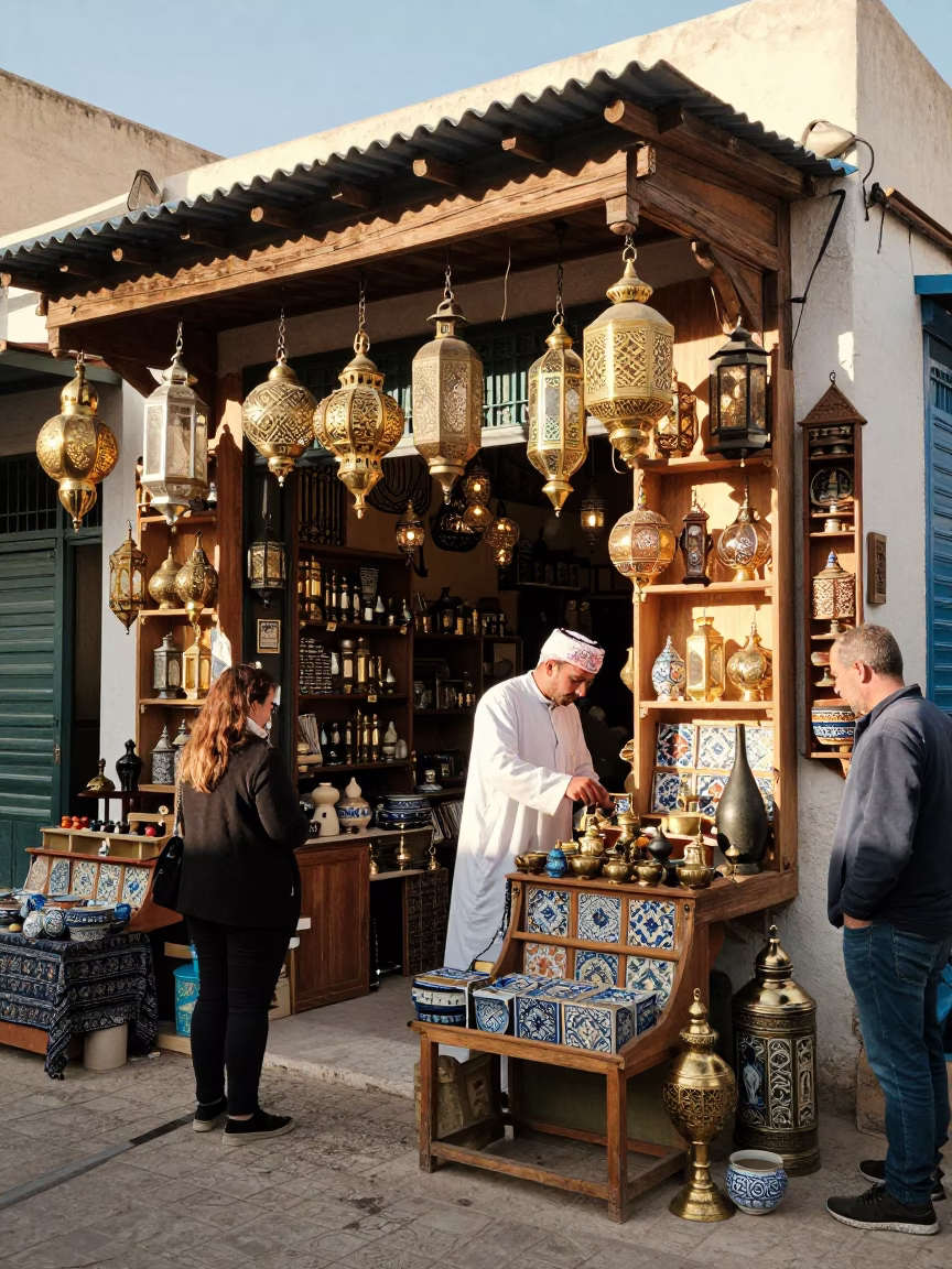 Souk Stall in Tunis at The Late Morning Light in in Tunis, Tunisia
