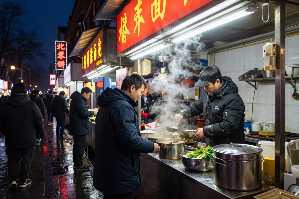 Soup in Beijing at Midnight Light in in Beijing, China