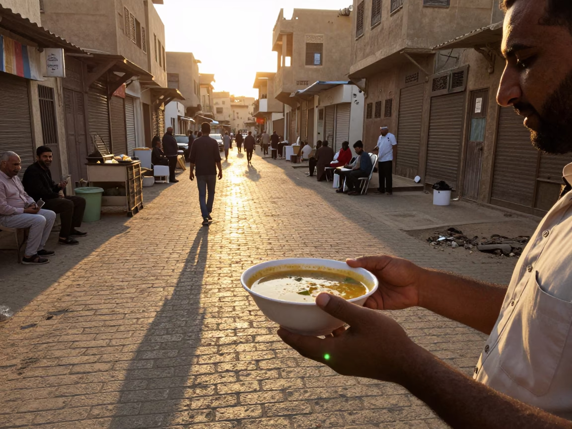 Soup in Cairo at Sunset Light in in Cairo, Egypt