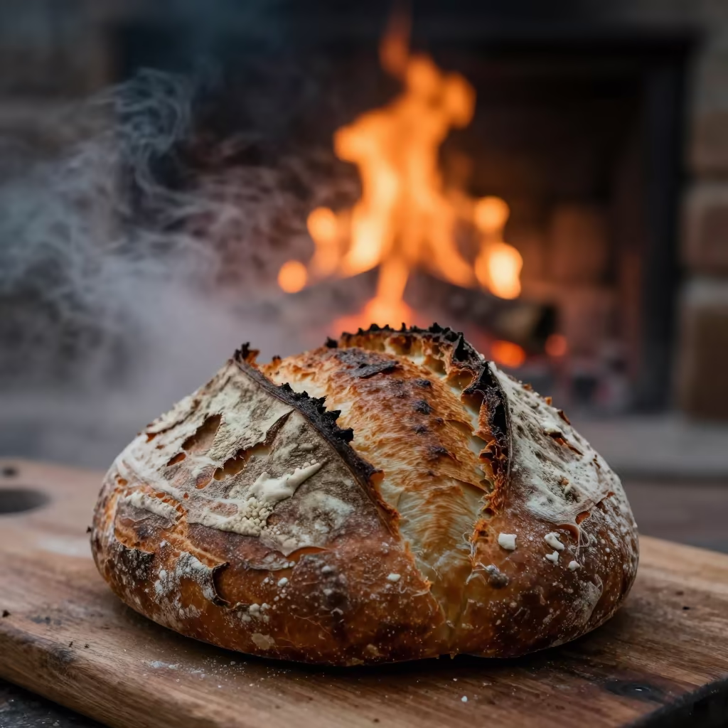 Sourdough Loaf Cracking in Qingdao Night Fog in in Qingdao