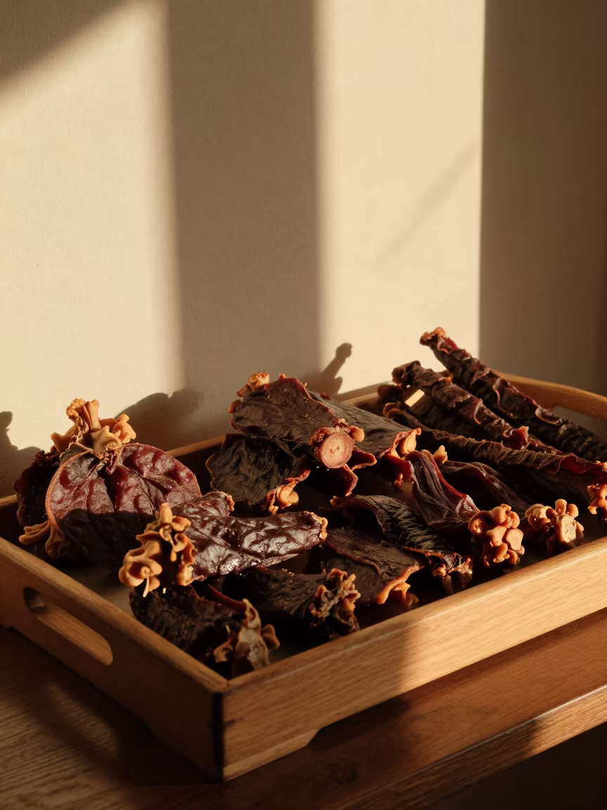 South African Biltong and Droewors on Albuquerque Tea House Tray in on a tea house tray in Albuquerque