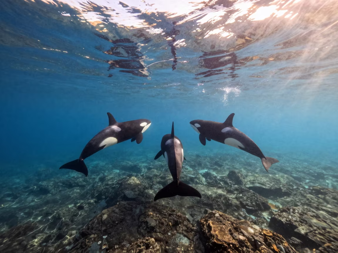 South African Orcas Hunt at Golden Hour in in South Africa
