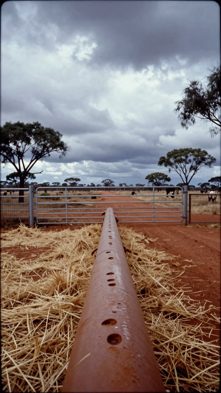 Sow Foster Rail with Boot Prints in Northern Territory in beside a pasture gate in Northern Territory