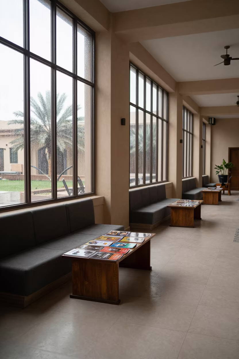 Spa Alcove with Brochures in Omdurman Banquet Hall in inside a banquet hall before service in Omdurman