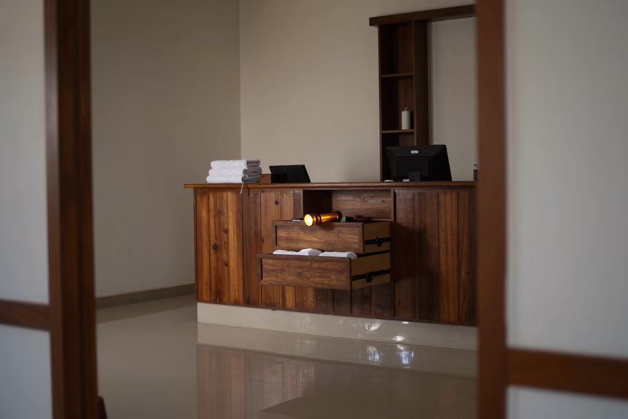 Spa Drawer Flashlight Maintenance Kigoma in inside a spa reception in Kigoma