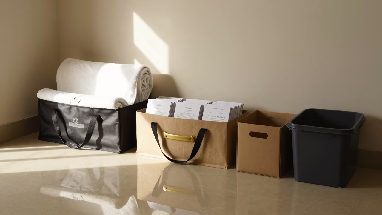 Spa Reception Dolly with Service Supplies in inside a spa reception in Mary