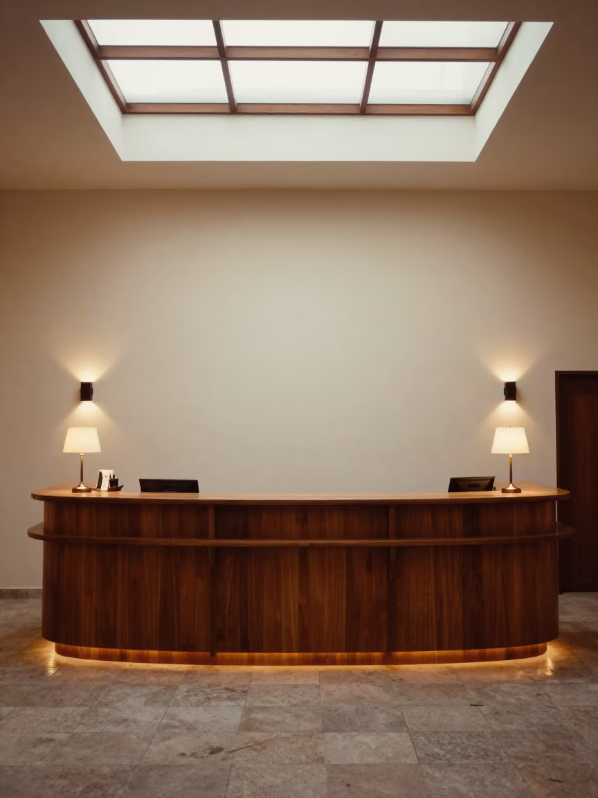 Spa Reception Podium Late Afternoon Symmetry in inside a spa reception near Toluca de Lerdo