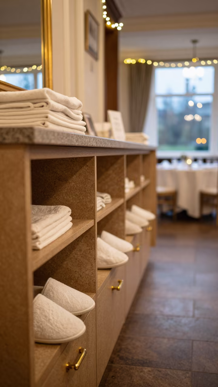 Spa Slipper Cabinet in Banquet Hall Blantyre in inside a banquet hall before service in Blantyre