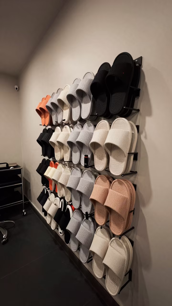 Spa Slipper Rack in Jaranwala Salon in inside a salon row near Jaranwala