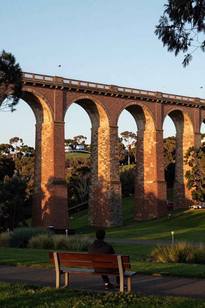 Spanning Valley in Adelaide at The Early Evening Light in in Adelaide, South Australia, Australia
