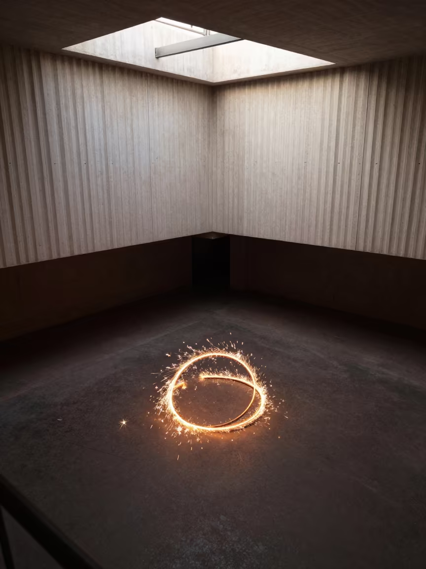 Sparkler Circle in Salta Concrete Lobby in inside a ribbed concrete lobby in Salta