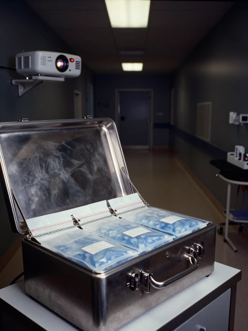 Specimen Cooler in Nighttime Clinic Lab in inside a clinic exam room near Jacksonville