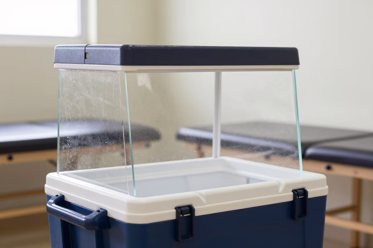 Specimen Courier Cooler Dolly in Kampala Gym in inside a rehabilitation gym in Kampala