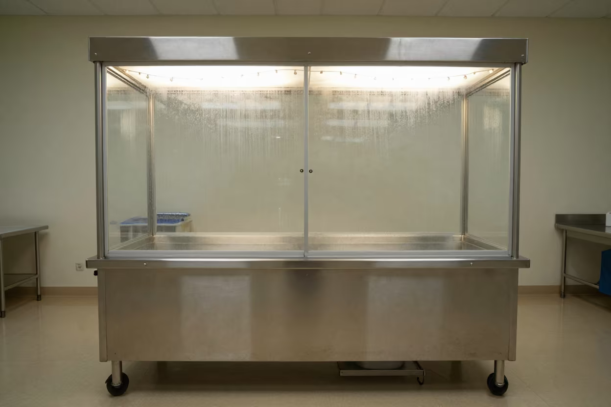 Specimen Dolly with Condensation in Awka Night in in a surgical prep area in Awka