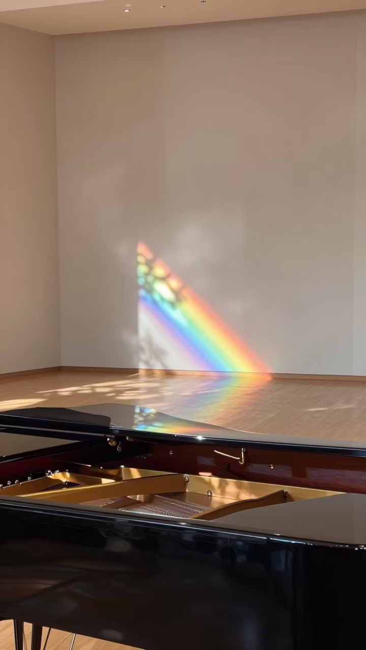 Spectral Prism Light on Piano in Concert Hall in in a concert hall in Incheon