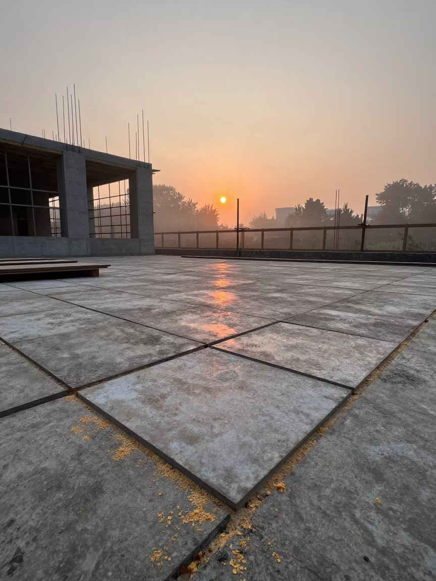 Speed Squares and Sawdust on Construction Deck in on an active construction deck near Bandar Lampung