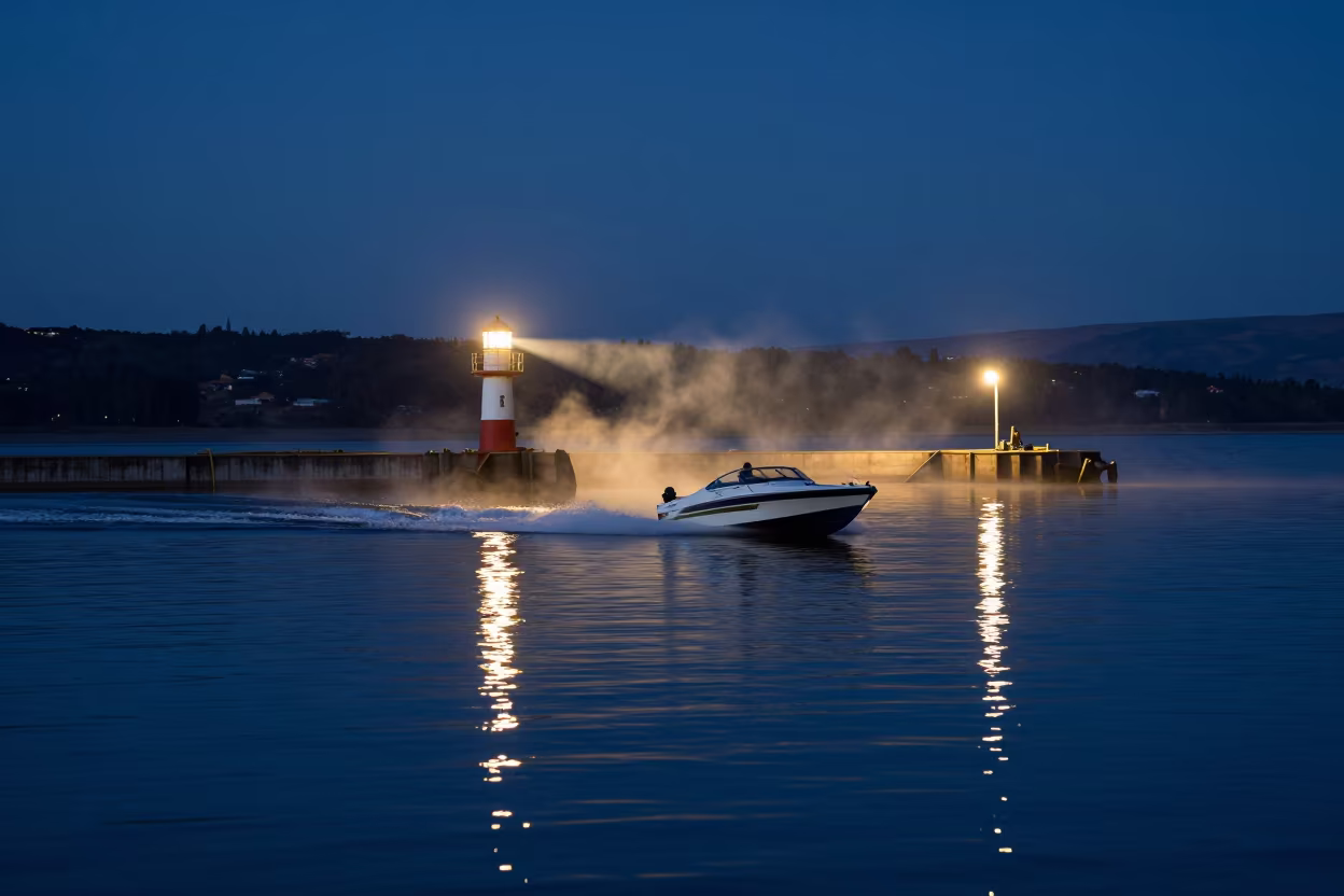 Speedboat Wake on Andes Causeway at Dawn in on a wind-open causeway in the Andes