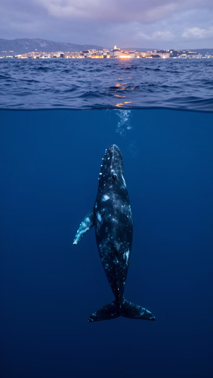 Sperm Whale Descending Near Marseille at Dusk in near Marseille
